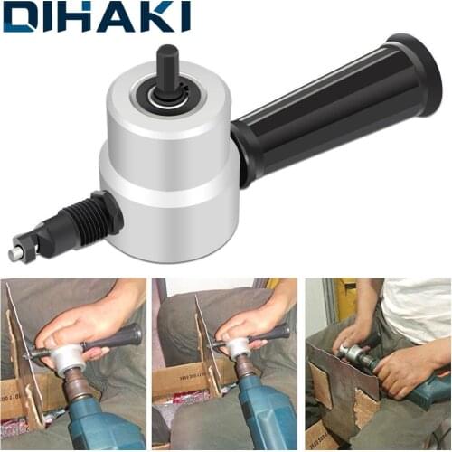 1 set Nibble Metal Cutting Double Head Sheet Nibbler Saw Cutter Tool Drill Attachment Free Cutting Tool Nibbler Sheet Metal Cut