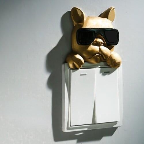 1pcs Nordic modern law fighting cartoon dog creative switch stickers Household wall sticker socket panel decoration stickers