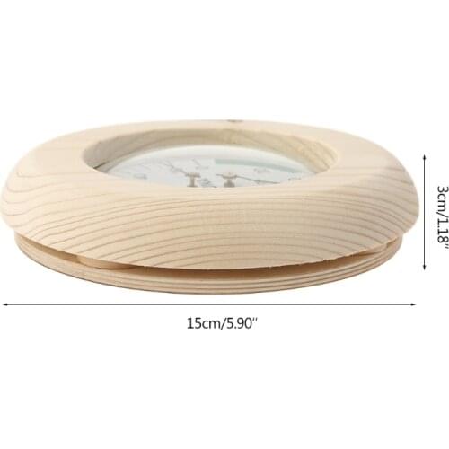 Wall-mounted Solid Wood Round Thermometer Hygrometer Sauna Room Hygrothermograph