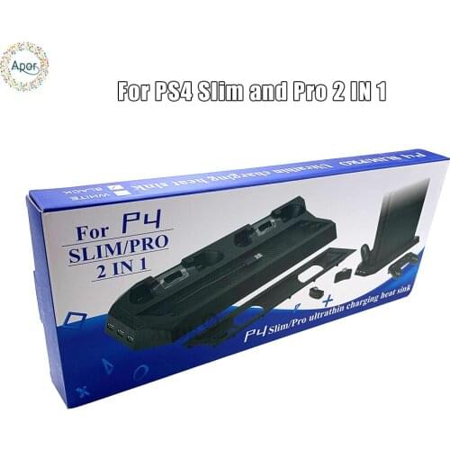 New For PS4 Slim/Pro Ultrathin Charging Heat Sink Vertical Stand Cooling Fan Dual Controller Charger Dock Station For Base Cool
