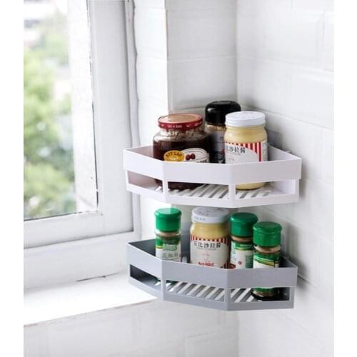 New Arrival Suction Cup Corner Shower Shelf Bathroom Shampoo Shower Shelf Holder Kitchen Storage Rack Organizer 3 Colors
