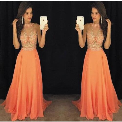 SuperKimJo Avondjurken Halter Beaded Prom Dresses Long Beaded Elegant Coral Cheap Prom Gown Vestido De Festa De Longo