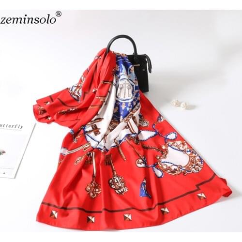 100% Silk Scarf Women Printed Stoles Bandana Female Beach Female Shawls Wraps Large Foulard Square Scarves For Women 130*130cm