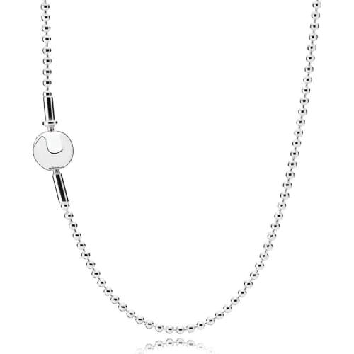 Authentic 925 Sterling Silver Essence Fashion Ball Chain Necklace Fit Pandora Women Essence Bead Charm Gift DIY Jewelry