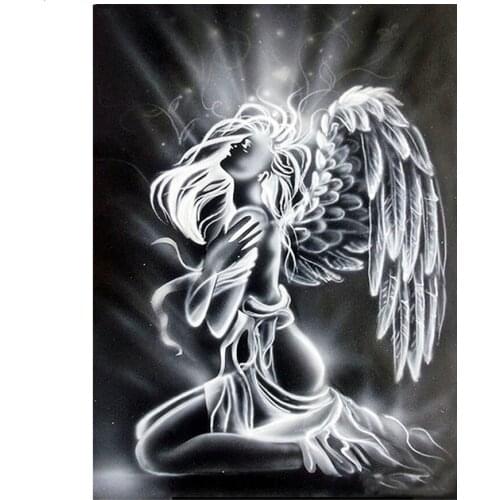 Full Diamond Painting Fantasy Angel Woman Black white art Diamond Mosaic Picture Of Rhinestone DIY Diamond Embroidery