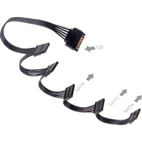 Durable Practical 15Pin SATA Power Cord Extension Cable One to Five Splitter HDD Power Adapter Cable