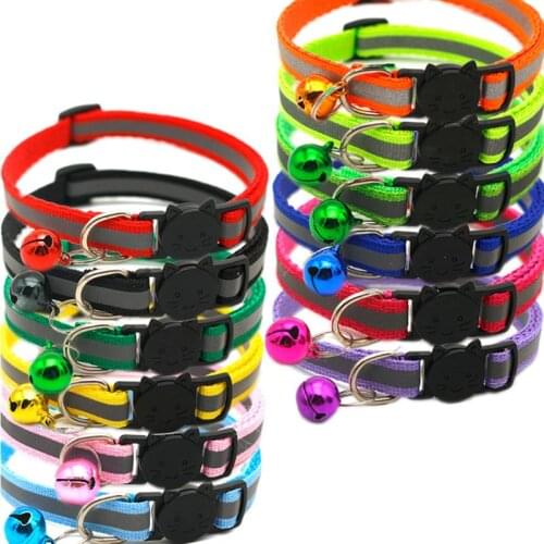 12 Pcs Adjustable Pet Dog Cat Collar Reflective Breakaway Buckles with Bell Colorful for Kitten or Puppy Chihuahua Bulldog Leash