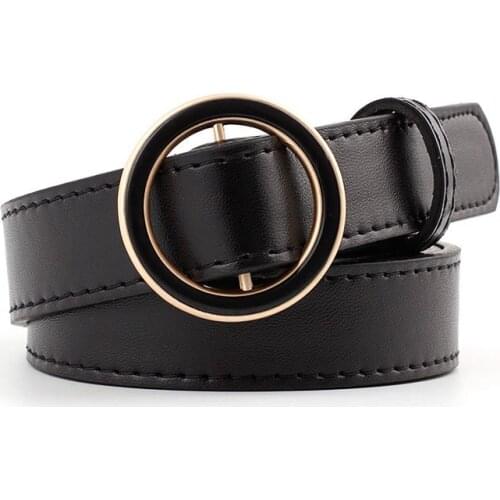 Belt women belt no hole simple simple wild Korean fashion student jeans black belt ins wind