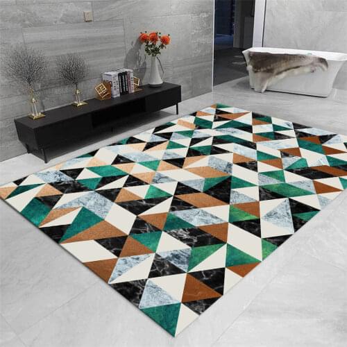 Luxury Geometric Marble Carpet Living Room Modern Large Rug Beside Table Sofa Short Fleece Soft Bedroom Carpet Room Decoration