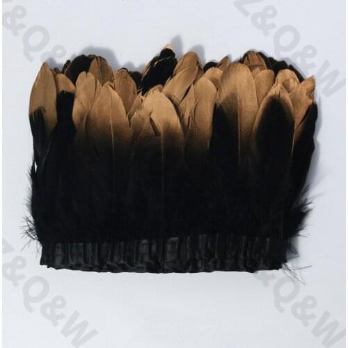 Natural black goose feather spray gold head to make 2 meters cloth edge DIY shopping festival costume costume skirt decoration
