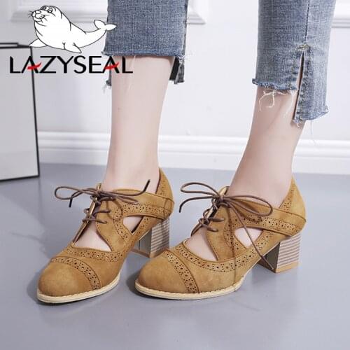LazySeal Women Shoes Mary Janes Pumps For Women Sandals Lace-up Fashion Round Toe Shallow Women 5.5cm Heel Shoes For Ladies