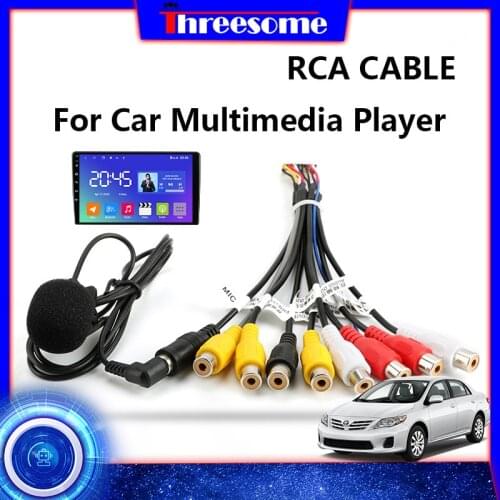 Universal Car Stereo Radio RCA Output Wire Aux-in Adapter Cable with microphone accessories Video output/input Audio Subwoofer