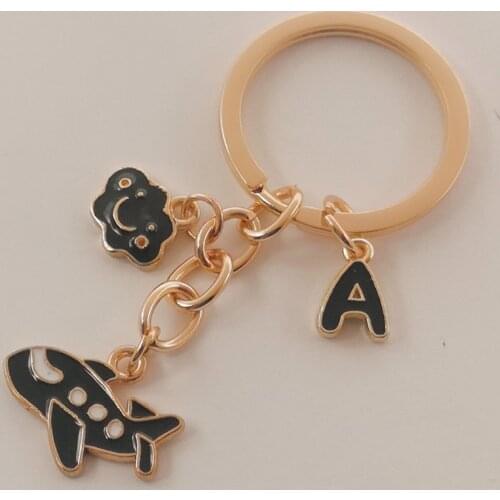 Driving Safety Flight Safety Keychain Initial A-Z Letter Car Aircraft Key Chain Couple Man Pilot Stewardess Gift Keyring