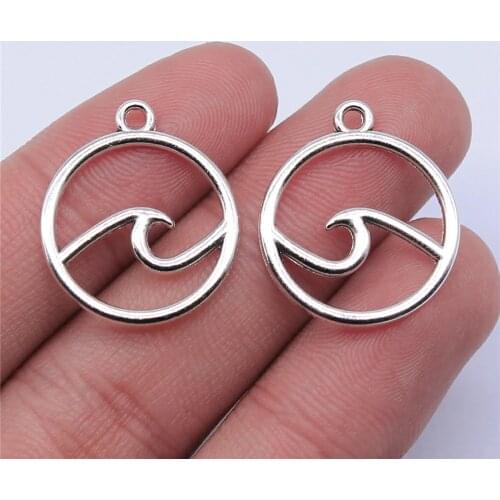 WYSIWYG 20pcs 20x20mm Antique Silver Color Waves Charms Pendant For Jewelry Making DIY Jewelry Findings