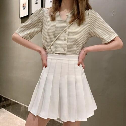 Skirts Women Mini Preppy Style Solid High Waisted Skirt Student Pleated Harajuku Ladies Dance Summer Kawaii Sweet Fashion Girl