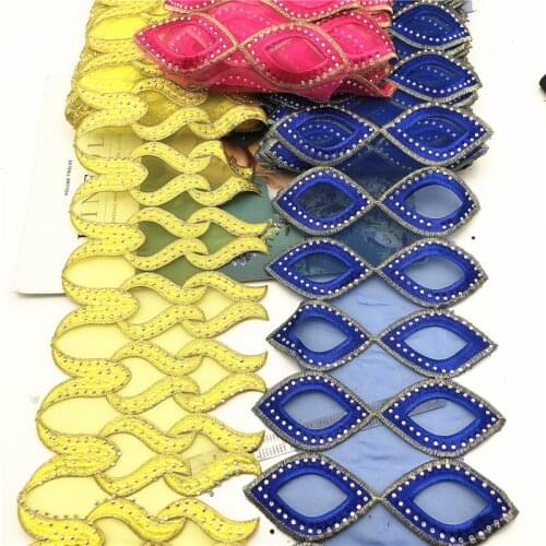 10yards Good quality Organza Floral Tulle Lace Trim Ribbon Fabric Flower Embroidery Wedding Sewing for diy