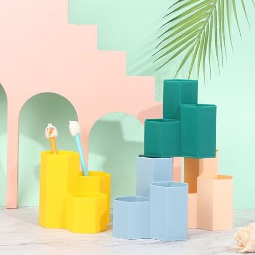 3 Lattices Makeup Brush Storage Box Rack Table Organizer Makeup Pen Cosmetics Pen Holder Holder Case Rack Jewelry Brush