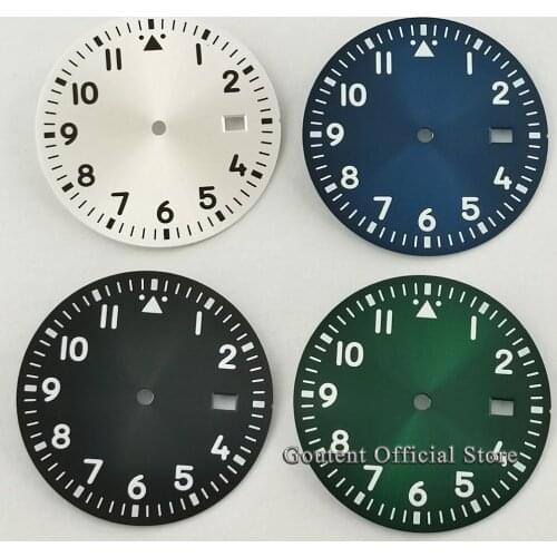 33.7mm Goutent Sterile Watch Dial Black Silver Blue Green Luminous Dial fit NH35 NH35A Automatic Movement
