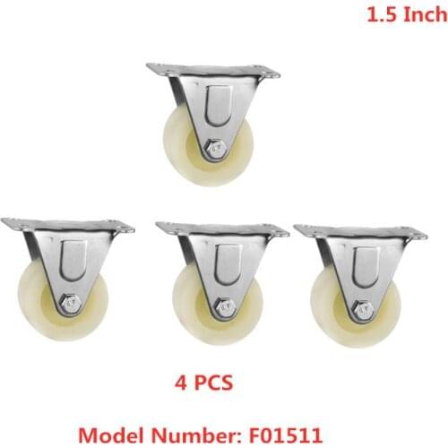 4 Pcs/Lot Casters 1.5 Inch Fat Directional Height 50mm Thickened White Pp Fixed Pulley Resistant Nylon Furniture Wheel