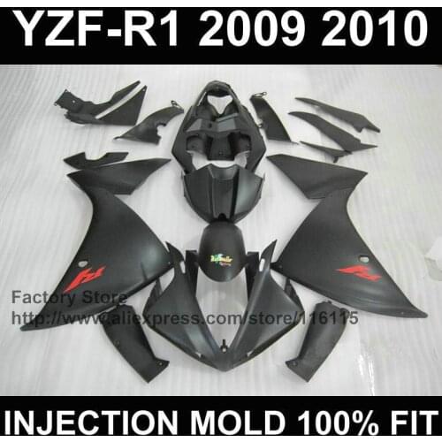 7gifts+Custom Injection motor fairings kit for YAMAHA 2009 2010 2011 YZFR1 09 10 11 full flat black YZF R1 fairing kits