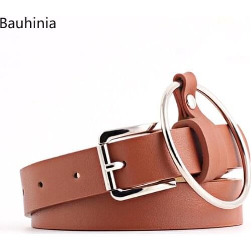 Bauhinia New Black/Camel/Red/Brown Ladies Large Ring Decorative Belt Korean Fashion Simplicity Pin Buckle Belt