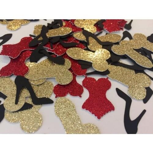 Glitter Penis &heels Lingerie Bachelorette Party Penis Last Fling before the Ring Dirty Thirty Wedding Table scatters cards