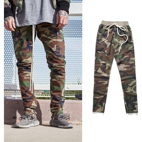 High quality 2018 fashion Cargo Full Length Pants men camouflage Slim US size Hip Hop ankle zipper Sweatpants Casual pants