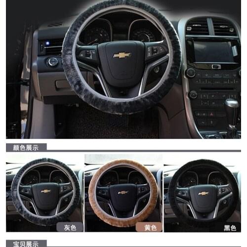 Car Steering Wheel Cover Faux Fur Auto Steering-Wheel Cover Genuine Leather Steering Wheel Auto Accessories Warm Winter Covers