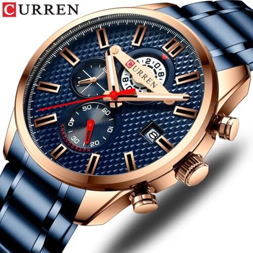 CURREN Top Brand New Creative Chronograph Men Watches Sports Business Wrist Watch Stainless Steel Quartz Male Clock Reloj Hombre