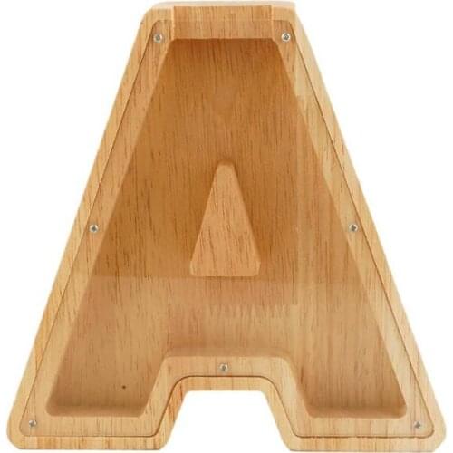Wooden Piggy Bank Letters Coin Bank Wooden Money Box Personalized Frame Wood Toy Modern Money Saving Bank Birthday Gift For Kids