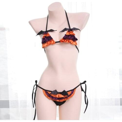 Exotic Cosplay Costume Lolita Girl Kawii Demon Intimate Bikini Suit Underwear Sexy Cute Halloween Bra and Panty Lingerie Set