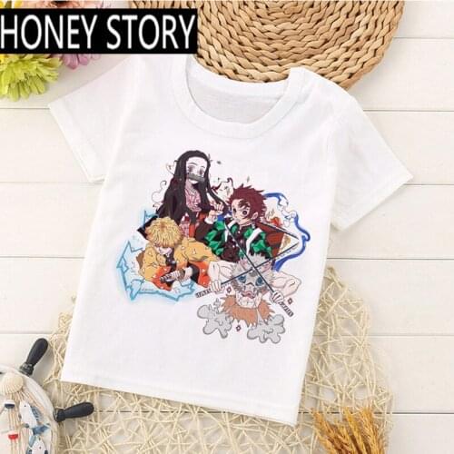 Japanese Anime Kimetsu No Yaiba T Shirt Kids Kawaii Cartoon T-shirt Children Demon Slayer Boys/girls Funny Demon Blade Tshirt