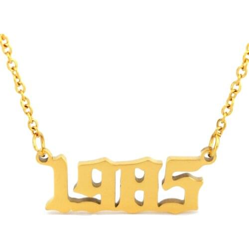 Year 1985 Pendant Choker Not Change Color Birthday Gift Gold Color Stainless Steel Custom Necklaces For Women Men