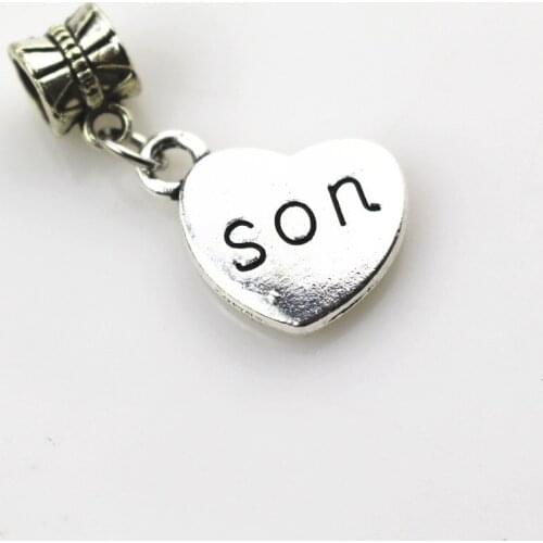 Hot selling 20pcs/lot heart son charms big hole pendant beads charm fit nacklace bracelet diy jewelry dangle charms