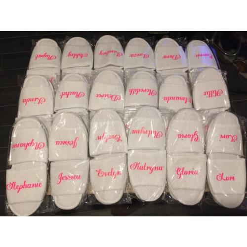 Custom Wedding Bridesmaid maid of honor mother of the bride Slippers Hen weekend Bachelorette Spa Slippers party favors gifts