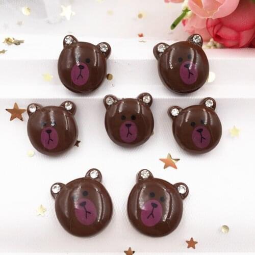 Kawaii Resin Colorful Bear Flatback Cabochon Rhinestone 10PCS Scrapbook DIY Decor Home Figurine Crafts SF796-B