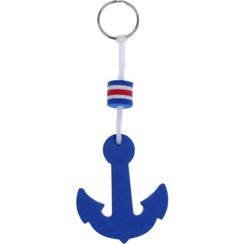 Kayak Boating Sea Fishing Water Floating Keyring Buoyant Keychain Marine Sailing Boat Key Ring Anchor Shape Blue