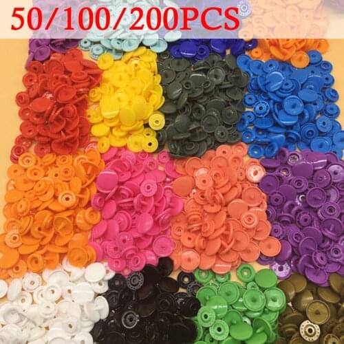 100/150/200 Sets Kam T5 Round Plastic Snaps For Clothing Accessories Buttons Diy Press Stud Fasteners Poppers