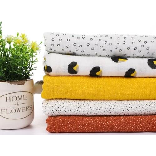 Leopard/Polka Dots Print Cotton Crepe Fabric Soft Double Gauze Cotton Crepe Fabric for DIY Patchwork Tracksuit Baby Saliva Towel