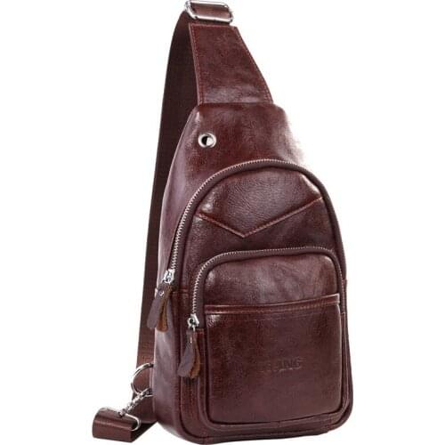 New 100% Genuine Leather Men Cross body Trend famous brand Sling Chest Bag Back pack Men Leather Bag Messenge Shoulder Bag