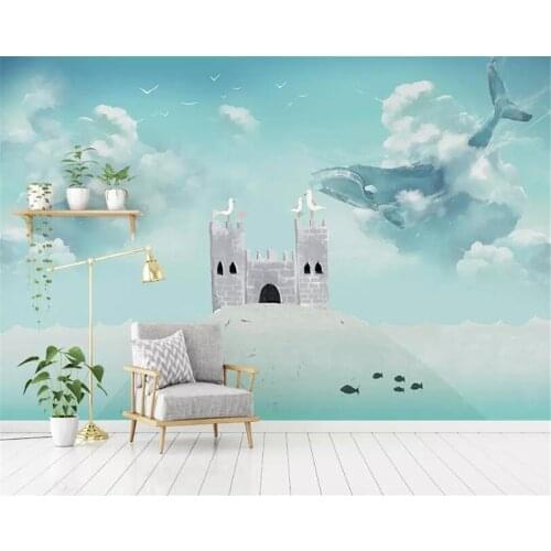 Beibehang Custom photo wallpaper hand-painted dream whale castle wallpaper children room living room bedroom sofa 3d wallpaper