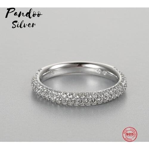 PANDOO Fashion Charm Pure 925 Silver Original 1:1 Copy, Simple Design Exquisite Wild Ring Ring Female Luxury Jewelry Gifts