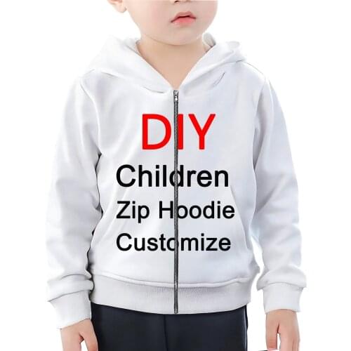 Family Fitted 3D Print DIY Personalized Design Children Zip Hoodies Own Image/Photo/Star/Singer/Anime Boy Girl Casual Tops