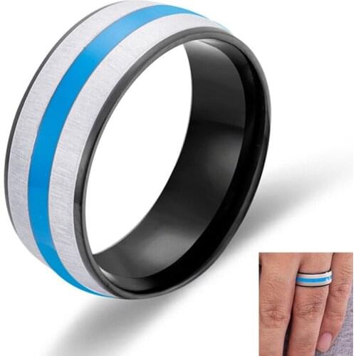 Casual titanium steel Inner and outer arc tricolor ring simple mens wedding Ring accessories CR0022
