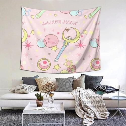 Sailor Girl Tapestry Anime Comic Kawaii Tapestry Wall Bedspread Bohemian Psychedelic Decor Blanket For Bedroom Dorm