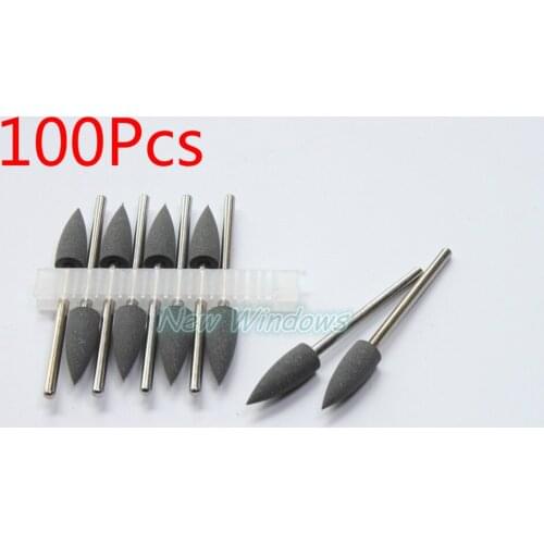 Dental 100*Black Diamond Polishing Burs SILICONE Rubber Polishers 2.35mm Shank