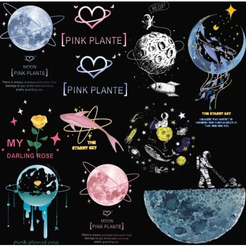 Prajna Planet Iron On Transfer For Clothes Astronaut Space Patches Stripes Heat Vinyl Transfer Thermal Stickers On Clothes Patch