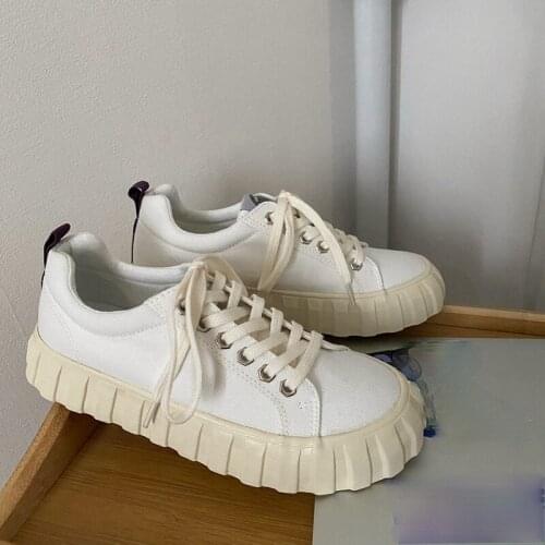 South Korea Ins Thick Soled Canvas Shoes Female Versatile Student Retro 2020 New White Shoes Ugly Cute Flat Shoes Fashion
