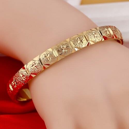 Women Charm Gold Bangle Bracelets Accessories Cuff Statement Golden Jewelry Wholesale Gift