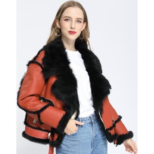 Genuine Fur Leather Short Coat Real Toscana Wool Winter Ladies Jacket Bomber Warm 100% Natural Sheepskin Streetwear